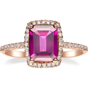imageGin ampamp Grace 14K Rose Gold Purplish Pink Natural Garnet Diamond I1 Wedding Statement Ring for Women