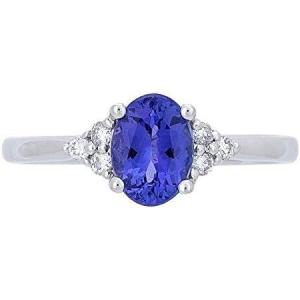 imageGin ampamp Grace 14K White Gold Genuine Tanzanite Ring with Diamonds for women  Ethically authentically ampamp organically sourced Ovalcut shaped Tanzanite handcrafted jewelry for her  Tanzanite Ring for women