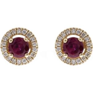 imageGin ampamp Grace 14K Yellow Gold Genuine Ruby Diamond I1I2 Earring for Women