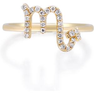 imageGin ampamp Grace Scorpio Sun Sign Zodiac 14K Yellow Gold Natural White Diamond Ring for women  Ethically authentically ampamp organically sourced Roundcut shaped Diamond handcrafted jewelry for her  Diamond Ring for women