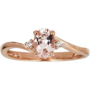 imageGin and Grace 10K Rose Gold Genuine Morganite Ring with Diamonds for women  Ethically authentically ampamp organically sourced Ovalcut shaped Morganite handcrafted jewelry for her  Morganite Ring for women