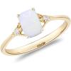 imageGin ampamp Grace 10K Yellow Gold Natural Ethiopian Opal Ring with Diamonds for women  Ethically authentically ampamp organically sourced Cushion shaped opal handcrafted jewelry for her  Opal Ring for women