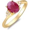 imageGin ampamp Grace 10K Yellow Gold Wedding Engagement Genuine Ruby ampamp Diamond I1I2 Size 7 Propose Promise Ring for Women