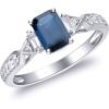 imageGin ampamp Grace 14K White Gold Genuine Blue Sapphire Ring with Diamonds for women  Ethically authentically ampamp organically sourced EmeraldCut shaped Sapphire handcrafted jewelry for her  Sapphire Ring for womenDiamond