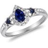 imageGin ampamp Grace 14K White Gold Genuine Blue Sapphire Ring with Diamonds for women  Ethically authentically ampamp organically sourced PearCut shaped Sapphire handcrafted jewelry for her  Sapphire Ring for women