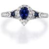 imageGin ampamp Grace 14K White Gold Genuine Blue Sapphire Ring with Diamonds for women  Ethically authentically ampamp organically sourced PearCut shaped Sapphire handcrafted jewelry for her  Sapphire Ring for women