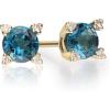 imageGin ampamp Grace 14K Yellow Gold Genuine London Blue Topaz Diamond I1I2 Earring for Women