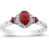imageGin ampamp Grace 10K White Gold Mozambique Genuine Ruby Ring with Diamonds for women  Ethically authentically ampamp organically sourced Ovalcut shaped Ruby handcrafted jewelry for her  Ruby Ring for women