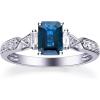 imageGin ampamp Grace 14K White Gold Genuine Blue Sapphire Ring with Diamonds for women  Ethically authentically ampamp organically sourced EmeraldCut shaped Sapphire handcrafted jewelry for her  Sapphire Ring for womenDiamond