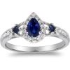 imageGin ampamp Grace 14K White Gold Genuine Blue Sapphire Ring with Diamonds for women  Ethically authentically ampamp organically sourced PearCut shaped Sapphire handcrafted jewelry for her  Sapphire Ring for women