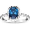 imageGin ampamp Grace 14K White Gold Genuine London Blue Topaz Ring with Diamonds for women  Ethically authentically ampamp organically sourced Cushion shaped London Blue Topaz handcrafted jewelry for her  London Blue Topaz Ring for women