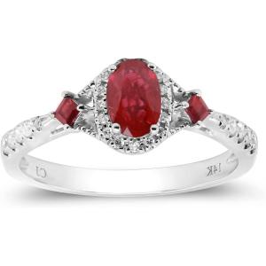 imageGin ampamp Grace 10K White Gold Mozambique Genuine Ruby Ring with Diamonds for women  Ethically authentically ampamp organically sourced Ovalcut shaped Ruby handcrafted jewelry for her  Ruby Ring for women