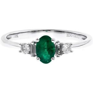 imageGin ampamp Grace 10K White Gold Natural Zambian Emerald Ring with Natural Diamonds for women  Ethically authentically ampamp organically sourced OvalCut Emerald handcrafted jewelry for her  Emerald Ring for women