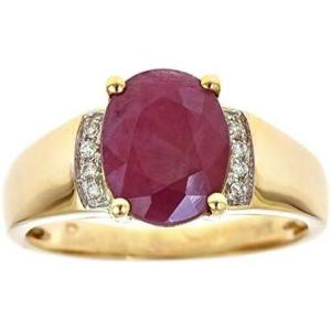 imageGin ampamp Grace 10K Yellow Gold 3Ct Genuine Opaque Ruby Ring with Diamonds for women  Ethically authentically ampamp organically sourced Oval shaped Ruby handcrafted jewelry for her  Ruby Ring for women