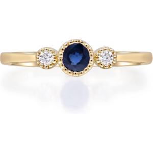 imageGin ampamp Grace 10K Yellow Gold Genuine Blue Sapphire Ring with Diamonds for Women Holiday Gifts  Ethically Authentically ampamp Organically Sourced RoundCut shaped Sapphire jewelry for her  Sapphire Ring for Women Holiday Gifts