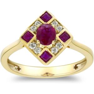 imageGin ampamp Grace 10K Yellow Gold Mozambique Genuine Ruby Ring with Diamonds for women  Ethically authentically ampamp organically sourced Ovalcut shaped Ruby handcrafted jewelry for her  Ruby Ring for women