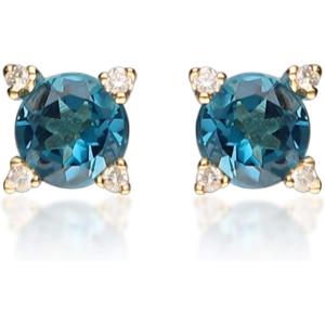 imageGin ampamp Grace 14K Yellow Gold Genuine London Blue Topaz Diamond I1I2 Earring for Women