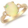 imageGin ampamp Grace 10K Yellow Gold Natural Ethiopian Opal Ring with Real Diamonds for women  Ethically authentically ampamp organically sourced Oval shaped opal handcrafted jewelry for her