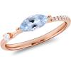 imageGin ampamp Grace 14K Rose Gold Genuine Aquamarine Ring with Diamonds for women  Ethically authentically ampamp organically sourced Marquisecut shaped Aquamarine handcrafted jewelry for her  Aquamarine Ring for women