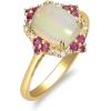 imageGin ampamp Grace 14K Rose Gold Natural Ethiopian Opal Ring with Real Diamonds for women  Ethically authentically ampamp organically sourced Cushion shaped opal handcrafted jewelry for her  Opal Ring for women