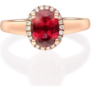 imageGin ampamp Grace 10K Rose Gold Purplish Pink Natural Garnet Real Diamond Ring I1 Daily Work Wear Jewelry for Women Gifts for Her