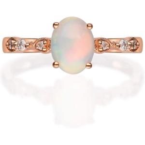 imageGin ampamp Grace 14K Rose Gold Natural Ethiopian Opal Ring with Real Diamonds for Women Holiday Gifts  Ethically Authentically ampamp Organically Sourced oval shaped opal handcrafted jewelry for her  Opal Ring for Women Holiday Gifts