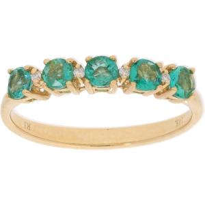 imageGin ampamp Grace 14K Yellow Gold Natural Zambian Emerald Ring with Natural Diamonds for women  Ethically authentically ampamp organically sourced RoundCut Emerald handcrafted jewelry for her  Emerald Ring for women