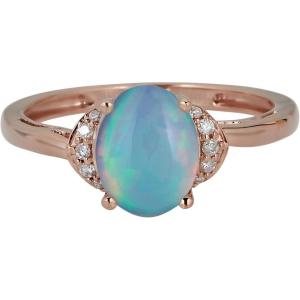 imageGin and Grace 10K Rose Gold Natural Australian Opal Ring with Real Diamonds for women  Ethically authentically ampamp organically sourced Oval shaped opal handcrafted jewelry for her  Opal Ring for women