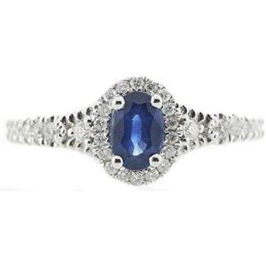 imageGin and Grace 10K White Genuine Blue Sapphire Ring with Diamonds for women  Ethically authentically ampamp organically sourced OvalCut shaped Sapphire handcrafted jewelry for her  Sapphire Ring for women