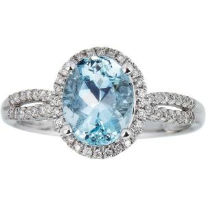 imageGin and Grace 10K White Gold Blue Natural Diamond ampamp Genuine Aquamarine Ring with Diamonds for women  Ethically authentically ampamp organically sourced Ovalcut shaped Aquamarine handcrafted jewelry for her  Aquamarine Ring for women