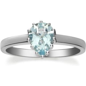 imageGin and Grace 10K White Gold Genuine Aquamarine Eternity Ring for women  Ethically authentically ampamp organically sourced Pearcut shaped Aquamarine handcrafted jewelry for her  Aquamarine Ring for women