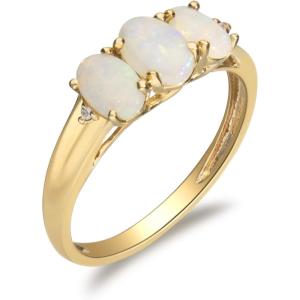 imageGin and Grace 10K Yellow Gold Natural Ethiopian Opal Ring with Diamonds for women  Ethically authentically ampamp organically sourced Oval shaped opal handcrafted jewelry for her  Opal Ring for women