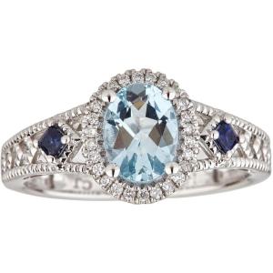 imageGin and Grace 14K White Gold Genuine Aquamarine Ring with Diamonds for women  Ethically authentically ampamp organically sourced Ovalcut shaped Aquamarine handcrafted jewelry for her  Aquamarine Ring for women