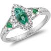 imageGin ampamp Grace 14K White Gold Natural Zambian Emerald Ring with Natural Diamonds for women  Ethically authentically ampamp organically sourced Marquise SquareCut Emerald handcrafted jewelry for her