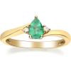 imageGin ampamp Grace 10K Yellow Gold Natural Zambian Emerald Ring with Natural Diamonds for women  Ethically authentically ampamp organically sourced Pearcut Emerald handcrafted jewelry for her  Emerald Ring for women