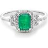 imageGin ampamp Grace 14K White Gold Natural Zambian Emerald Ring with Natural Diamonds for women Emerald Ring for women