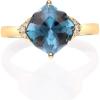imageGin ampamp Grace 14K Yellow Gold Genuine London Blue Topaz Ring with Diamonds for women  Ethically authentically ampamp organically sourced Cushion cut shaped London Blue Topaz handcrafted jewelry for her  London Blue Topaz Ring for women