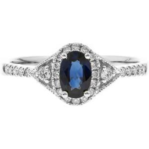 imageGin ampamp Grace 10K White Gold Genuine Blue Sapphire Ring with Diamonds for women  Ethically authentically ampamp organically sourced OvalCut shaped Sapphire handcrafted jewelry for her  Sapphire Ring for women