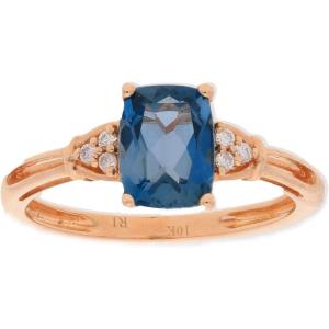 imageGin and Grace 10K Rose Gold Genuine London Blue Topaz Ring with Diamonds for women  Ethically authentically ampamp organically sourced Cushioncut shaped London Blue Topaz handcrafted jewelry for her  London Blue Topaz Ring for women