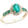 imageGin ampamp Grace 14K Yellow Gold Natural Zambian Emerald Ring with Natural Diamonds for women  Ethically authentically ampamp organically sourced OvalCut ampamp RoundCut Emerald handcrafted jewelry for her  Emerald Ring for women