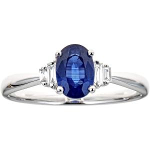 imageGin ampamp Grace 10K White Genuine Blue Sapphire Ring with Diamonds for women  Ethically authentically ampamp organically sourced OvalCut shaped Sapphire handcrafted jewelry for her  Sapphire Ring for women