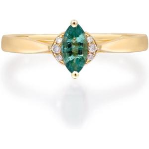 imageGin ampamp Grace 14K Yellow Gold Natural Zambian Emerald Ring with Natural Diamonds for women  Ethically authentically ampamp organically sourced Pear SquareCut Emerald handcrafted jewelry for her