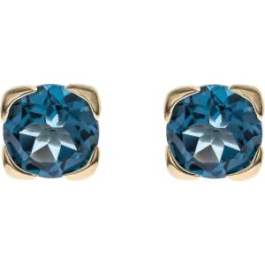 imageGin ampamp Grace 10K Yellow Gold Genuine London Blue Topaz Earring for Women