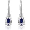imageGin ampamp Grace 10K White Gold Genuine Blue Sapphire Oval and Natural Diamond I1 Lever Back Earring for Women