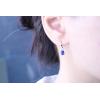 imageGin ampamp Grace 10K White Gold Genuine Blue Sapphire Oval and Natural Diamond I1 Lever Back Earring for Women