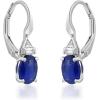 imageGin ampamp Grace 10K White Gold Genuine Blue Sapphire Oval and Natural Diamond I1 Lever Back Earring for Women