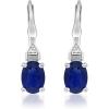 imageGin ampamp Grace 10K White Gold Genuine Blue Sapphire Oval and Natural Diamond I1 Lever Back Earring for Women