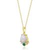 imageGin ampamp Grace 10K Yellow Gold Ethiopian Opal and Emerald Pendant Necklace with Diamonds for women  Ethically authentically ampamp organically sourced Pear shaped opal handcrafted jewelry for her
