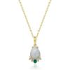 imageGin ampamp Grace 10K Yellow Gold Ethiopian Opal and Emerald Pendant Necklace with Diamonds for women  Ethically authentically ampamp organically sourced Pear shaped opal handcrafted jewelry for her