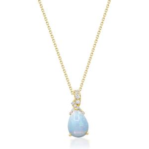 imageGin ampamp Grace 10K Yellow Gold Natural Ethiopian Opal Diamond Pendants with Chain for Women  Pear shaped pink opal handcrafted Jewelry Gifts For Her Holiday Season Gifts
